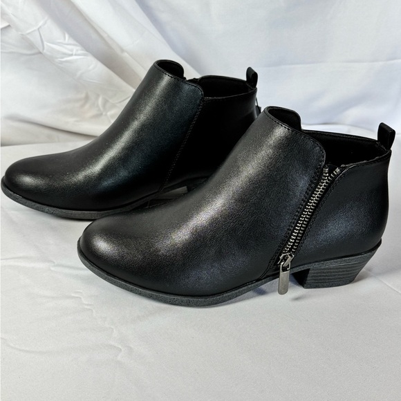 Sonoma Other - Sonoma Black Faux Leather Ankle Boots Zip Side Block Heel NWT Women’s
